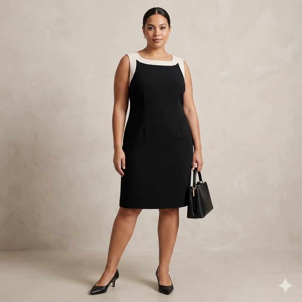 Anna Maxwell Vintage Colorblock Shift Dress Knee Length Classic Academic 16W